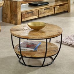 IH Design Bratton Mango Wooden & Metal Coffee Table With Shelf in Brown - thumbnail 2