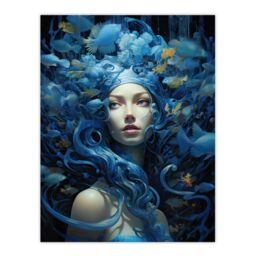 Artery8 Goddess Of The Sea Mermaid Lore Concept Striking Artwork In Blue Large Wall Unframed Art Poster Print Thick Paper 18X24 Inch - thumbnail 1