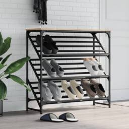 Berkfield Home Shoe Rack Sonoma Oak 90x30x85 cm Engineered Wood - Size: 90 x 30 x 85 cm - thumbnail 2