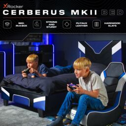 X Rocker Cerberus Gaming Bed for Kids & Teens, Upholstered Leather in Blue - Size: Small Double - thumbnail 2