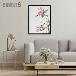 "Artery8 Kaido Crabapple Flower Bloom Framed Canvas Wall Art Print Japanese in Pink - Size: W12"" x H16""" - thumbnail 3