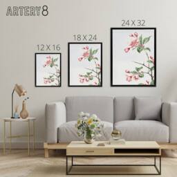 "Artery8 Kaido Crabapple Flower Bloom Framed Canvas Wall Art Print Japanese in Pink - Size: W12"" x H16""" - thumbnail 4