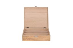 Red Hamper Three Bottle Oak Effect Wooden Box in Brown - thumbnail 4