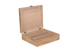 Red Hamper Three Bottle Oak Effect Wooden Box in Brown - thumbnail 1