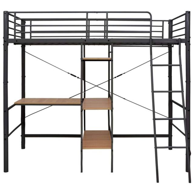 Berkfield Home Elegant Bunk Bed with Table Frame Grey Metal 90x200 cm - image 1