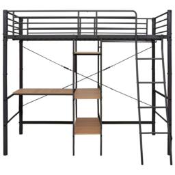 Berkfield Home Elegant Bunk Bed with Table Frame Grey Metal 90x200 cm - thumbnail 1