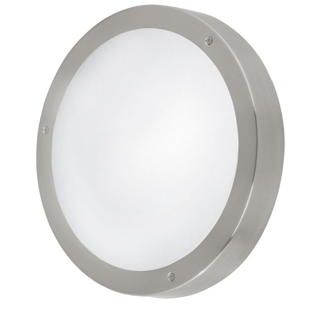 Loops IP44 Outdoor Wall Light Round Stainless Steel 11W Built in LED Porch Lamp in Metallics - image 1