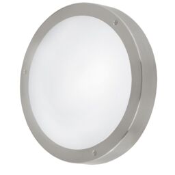 Loops IP44 Outdoor Wall Light Round Stainless Steel 11W Built in LED Porch Lamp in Metallics