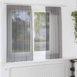 Berkfield Home Voile Curtains with Rod Pockets 2 pcs Dark Grey - thumbnail 2