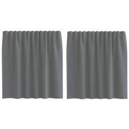 Berkfield Home Voile Curtains with Rod Pockets 2 pcs Dark Grey - thumbnail 1