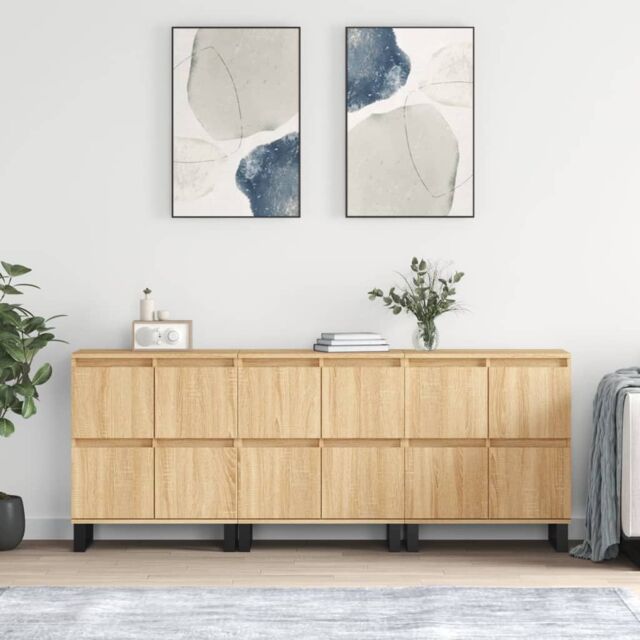 Berkfield Home Sideboards 3 pcs Sonoma Oak Engineered Wood in Brown - image 1