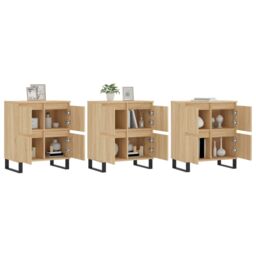 Berkfield Home Sideboards 3 pcs Sonoma Oak Engineered Wood in Brown - thumbnail 3
