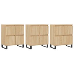 Berkfield Home Sideboards 3 pcs Sonoma Oak Engineered Wood in Brown - thumbnail 2