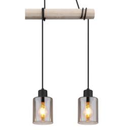 Netlighting Hadera Bar Pendant Ceiling Light Matt Black Smoke Glass Shade 3x E27 - thumbnail 3