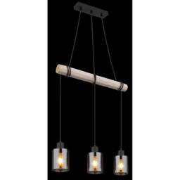 Netlighting Hadera Bar Pendant Ceiling Light Matt Black Smoke Glass Shade 3x E27 - thumbnail 5