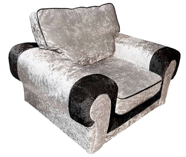 Furnishings For Less UK Chelsea Crushed Velvet Armchair Rolled Arms Single Seater in Black - image 1