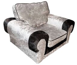 Furnishings For Less UK Chelsea Crushed Velvet Armchair Rolled Arms Single Seater in Black - thumbnail 1
