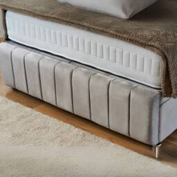 "BSSPOKE Zoe Ottoman Divan Bed Plush Velvet 54""Headboard &Footboard Mattress in Taupe - Size: King" - thumbnail 3