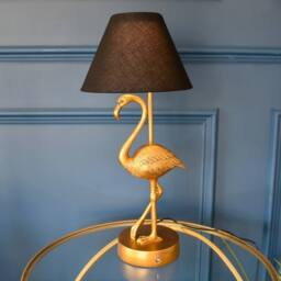 Madison & Mayfair Antique Gold Flamingo Lamp W/Black Shade - thumbnail 1