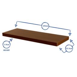 Harbour Housewares 100cm Floating Wall Shelf - Wall Mounted Shelf for Storage & Display in Walnut - thumbnail 5