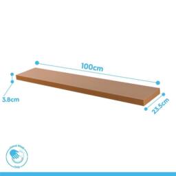 Harbour Housewares 100cm Floating Wall Shelf - Wall Mounted Shelf for Storage & Display in Walnut - thumbnail 9