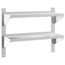 Berkfield Home 2-Tier Wall Shelf 75x23.5x60 cm Silver Stainless Steel - thumbnail 2