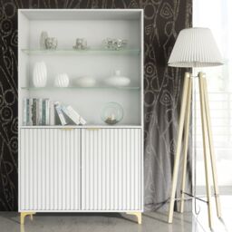 Creative Furniture Tide Crest Display Cabinet 175cm - Modern Fluted Design in Grey or White - thumbnail 2