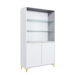 Creative Furniture Tide Crest Display Cabinet 175cm - Modern Fluted Design in Grey or White - thumbnail 3