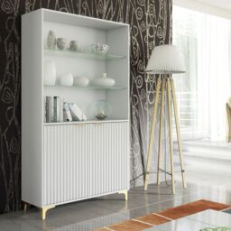 Creative Furniture Tide Crest Display Cabinet 175cm - Modern Fluted Design in Grey or White