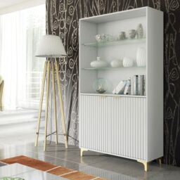 Creative Furniture Tide Crest Display Cabinet 175cm - Modern Fluted Design in Grey or White - thumbnail 5