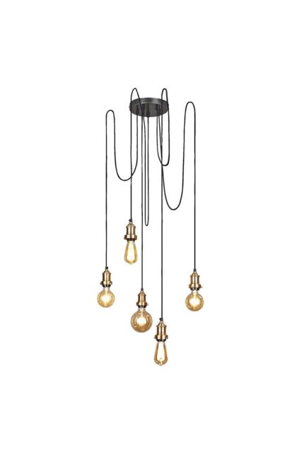 Industville Brooklyn 5 Wire Pendant, Brass in Bronze - image 1