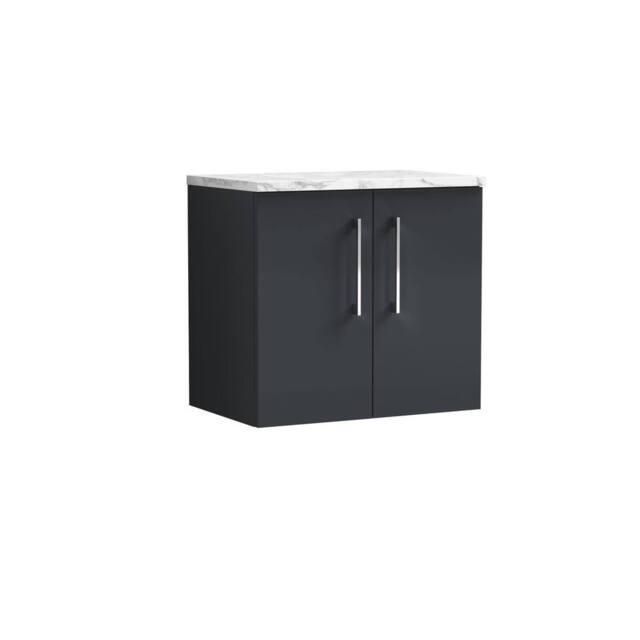 Balterley Level 600mm Wall Hung 2 Door Unit with Laminate Worktop Dark Grey - image 1