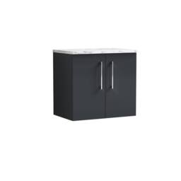 Balterley Level 600mm Wall Hung 2 Door Unit with Laminate Worktop Dark Grey
