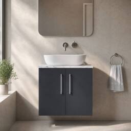 Balterley Level 600mm Wall Hung 2 Door Unit with Laminate Worktop Dark Grey - thumbnail 6