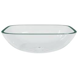 Berkfield Home Basin Glass 42x42x14 cm Transparent in Black - Size: 42 x 42 x 14 cm - thumbnail 3