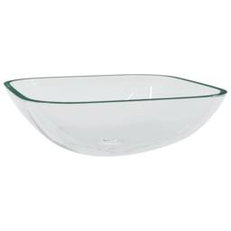 Berkfield Home Basin Glass 42x42x14 cm Transparent in Black - Size: 42 x 42 x 14 cm - thumbnail 2