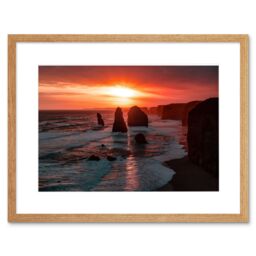 "Artery8 Wall Art Print Holthausen Twelve Apostles Sunset Australia Framed in Beige - Size: W7"" x H9""" - thumbnail 1