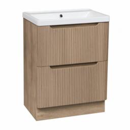Bathroom Kingdom Monza Oak Fluted Basin Drawer Vanity 600mm - thumbnail 1