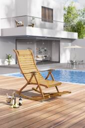 H&O Direct Foldable Bamboo Recliner Lounge Rocking Chair in Natural - thumbnail 2