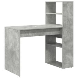 Berkfield Home Desk with Storage Concrete Grey 113x54x120 cm Engineered Wood - Size: 113 x 54 x 120 cm - thumbnail 2