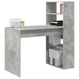 Berkfield Home Desk with Storage Concrete Grey 113x54x120 cm Engineered Wood - Size: 113 x 54 x 120 cm - thumbnail 3