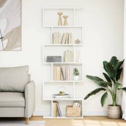 Berkfield Home Room Divider Bookcase 6-Tier White 70x24x193 cm Engineered Wood - Size: 70 x 24 x 193 cm - thumbnail 3