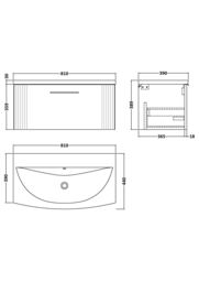 Balterley Wall Hung 1 Drawer Vanity Unit - Curved Basin 800mm, Satin Blue - thumbnail 7