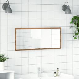 Berkfield Home LED Bathroom Mirror Artisan Oak 100x8.5x37 cm Engineered Wood in Brown - thumbnail 4