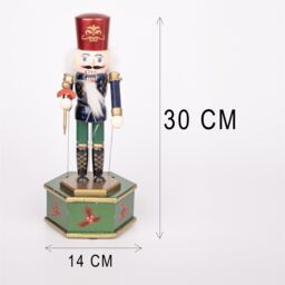 Shatchi Musical Box Wooden Nutcrackers Soldiers Figures Animated Clockwork Puppet Figurines Christmas Decoration 30cm - thumbnail 2