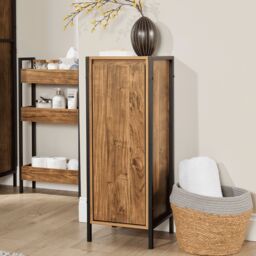 Home Source Locastra Bathroom 3 Tier Floor Cabinet Storage Organiser Frame Modern in Dark Brown
