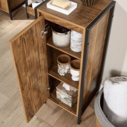 Home Source Locastra Bathroom 3 Tier Floor Cabinet Storage Organiser Frame Modern in Dark Brown - thumbnail 4