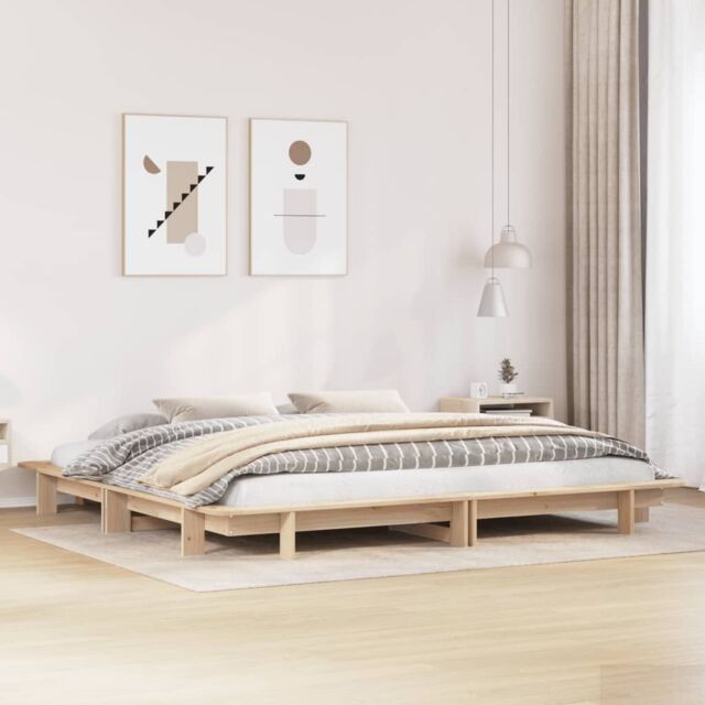 Berkfield Home Bed Frame without Mattress 180x200 cm Super King Solid Wood Pine in Brown - image 1