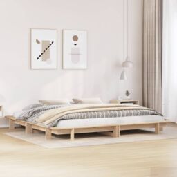 Berkfield Home Bed Frame without Mattress 180x200 cm Super King Solid Wood Pine in Brown - thumbnail 1