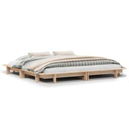 Berkfield Home Bed Frame without Mattress 180x200 cm Super King Solid Wood Pine in Brown - thumbnail 2